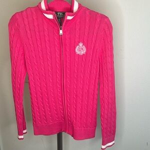 Ralph Lauren Active Pink Zipper Sweater Jacket with Logo Mint Condition Medium